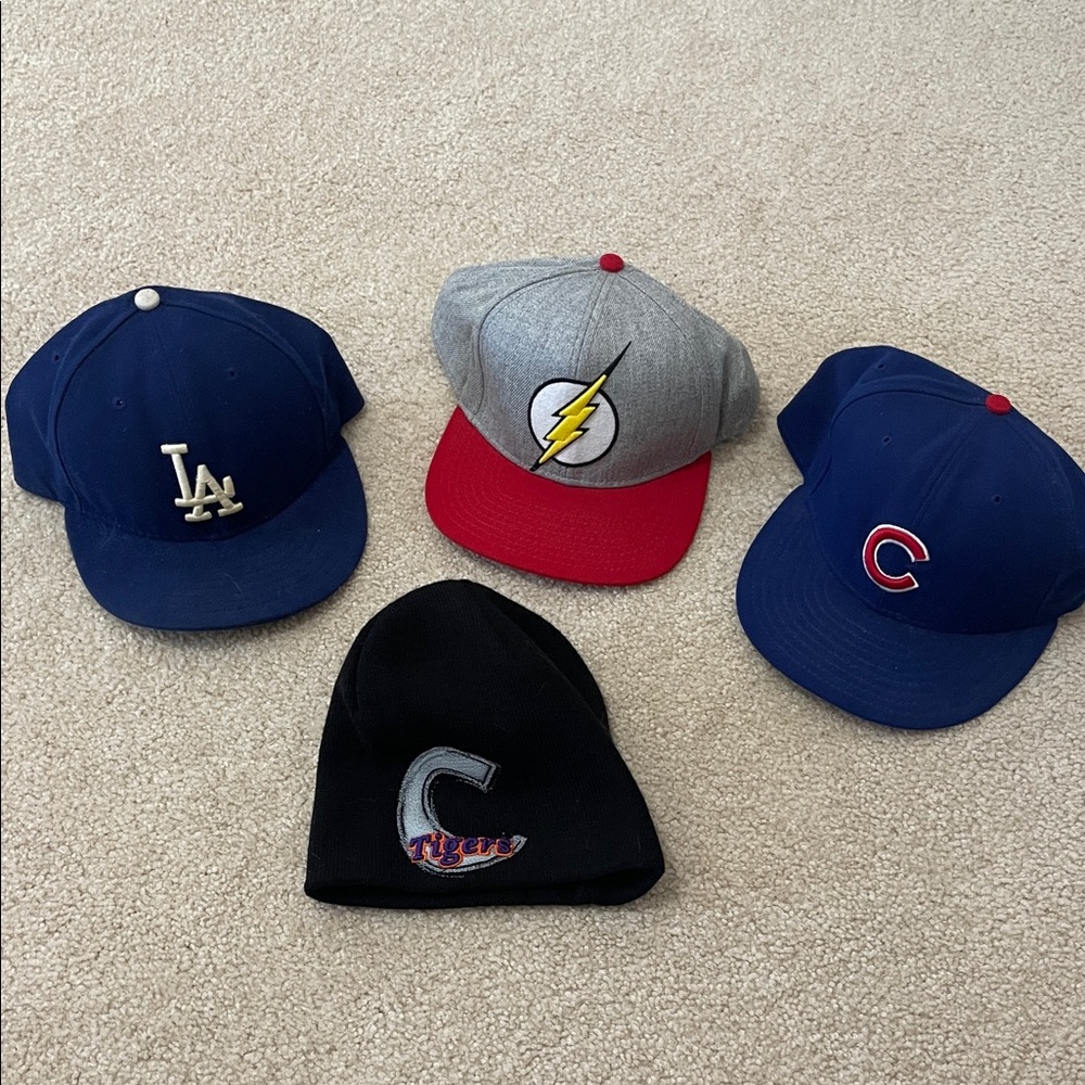 Set of Blue and Gray Baseball Caps